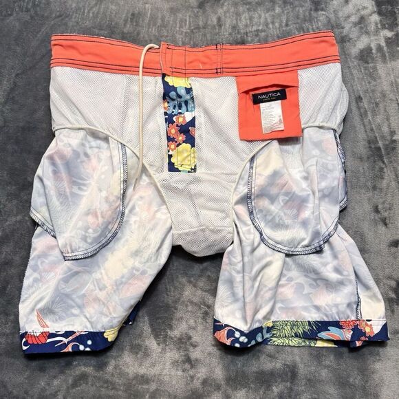 Nautica Mens Sz XL Tropical Fish Coral Aquarium Lined Swim Trunks Board Shorts - Picture 7 of 13